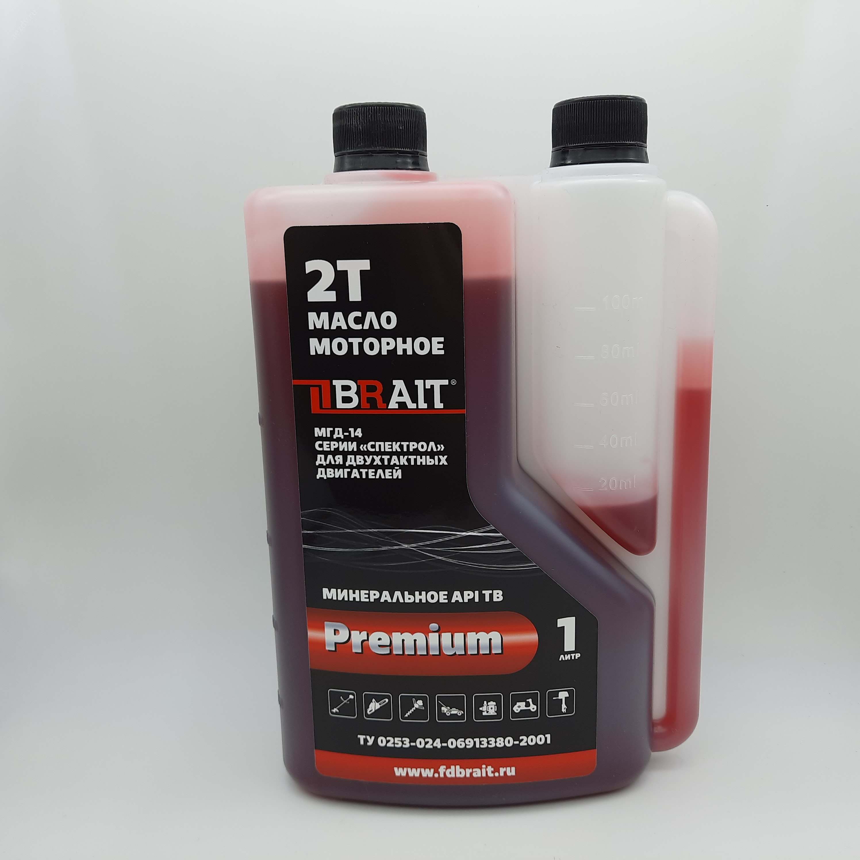 Масло 2-х тактное минеральное BRAIT API TB 1л с дозатором  (аналог, Китай)